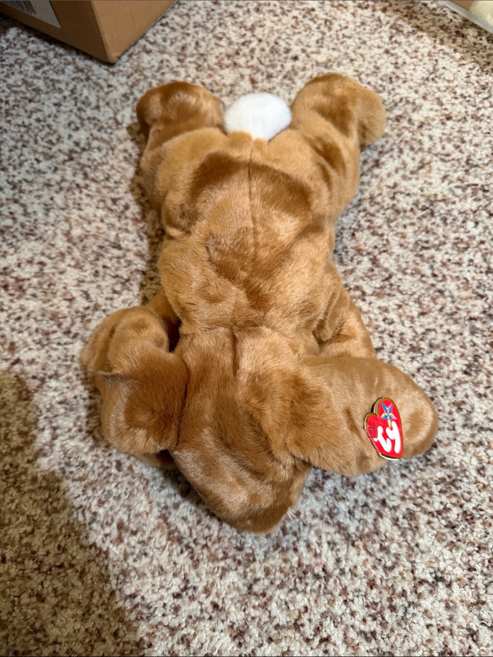 Ty EARS Brown and White Plush Puppy with Heart Tag